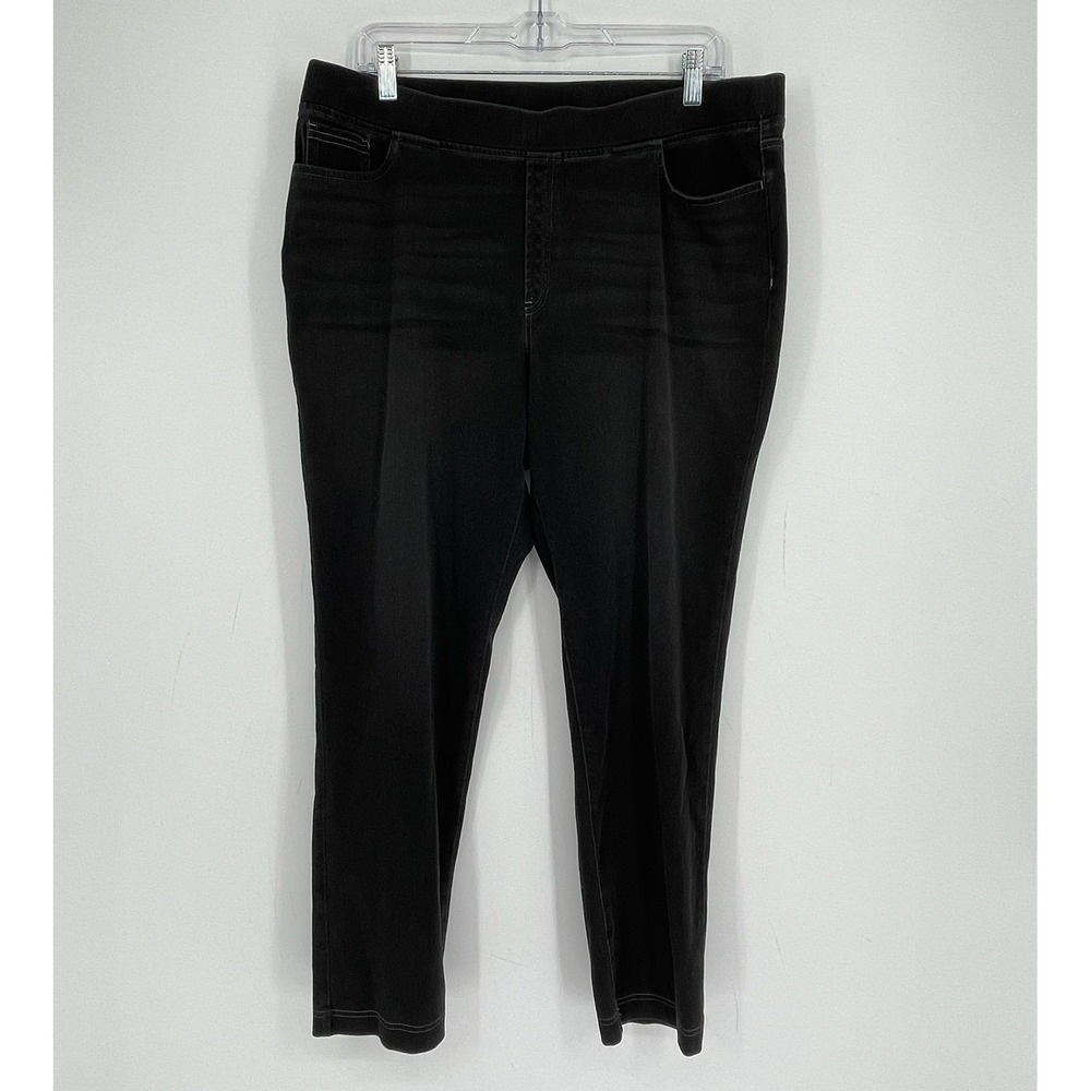 Pure Jill Women's Black Stretch Pull On Slim Leg Denim Jeggings Leggings Size L